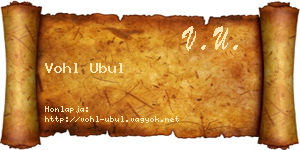 Vohl Ubul névjegykártya